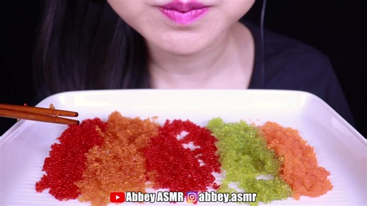 Abbey 吃播 Eating Sound[无人声咀嚼音] 声音敲清脆的飞鱼籽and多春鱼籽咀嚼音ゝω･)免疫者也可以听哦