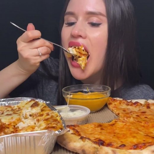 CHEESE PIZZA + CHEESY LASAGNA | MUKBANG ASMR | EATING SOUNDS #shorts