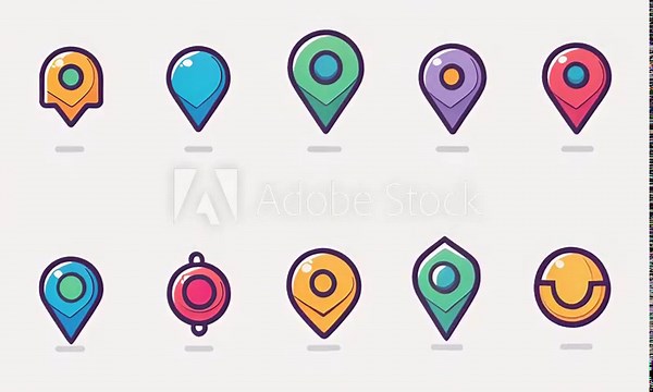 Location pin icon. Map pin place marker. Location icon. Map marker pointer icon set. GPS location symbol collection. Flat style - stock vector. 4K Video Stock Video