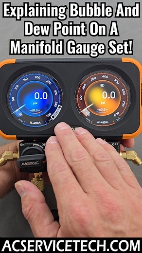 I demonstrate the bubble point and dew point of zeotropic refrigerants on the N2DX Flex-X NAVAC Inc. - HVAC Tools Division digital manifold! . . . #Navac #sponsor #hvac #manifold #gauge #gaugeset #digital #zeo #zeotropic #acservice #acservicetech #hvacr #hvactraining #hvactech #technician #hvacrepair #gauges #bubble #dew #bubblepoint #dewpoint #flex | AC Service Tech LLC
