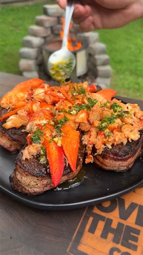 Buttery surf & turf 😋 | Over The Fire Cooking by Derek Wolf