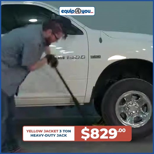 The low profile Yellow Jacket 3 Ton Heavy Duty Jack lifts up to 75% faster and lasts up to 10x longer than comparable standard floor jacks. Features large, stable platform and oversized rubber lifting saddle that offers more surface area to help stabilize loads up to 3 tons, as well as a padded handle to protect your vehicle’s surface, magnetic tool panel for small parts and tools, as well as swivel casters with ball bearings for smooth rolling. Shop online at Equip4You.com, get yours from our W