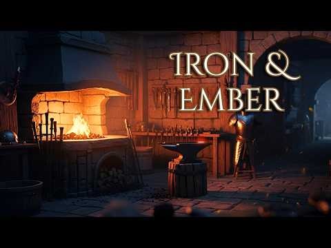 Medieval Forge Ambience | Blacksmith Fire & Relaxing Fantasy Music (2 Hours)