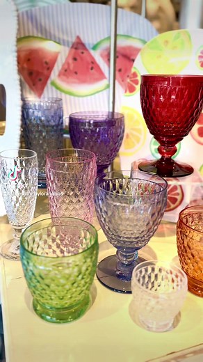 A color for everyone 🩷🩵💜🧡💚 Boston Crystal colored glass features traditional diamond facets that refract light, bringing both luxury and color into your home, plus dishwasher safe and many colors to choose from ✨ | Live With It by Lora Hobbs