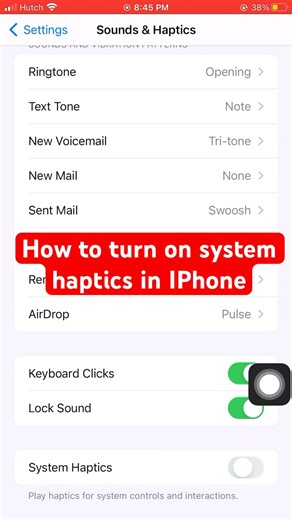 How to turn on system haptics in IPhone📲✅ #tipsandtricks #iphone #system #haptics