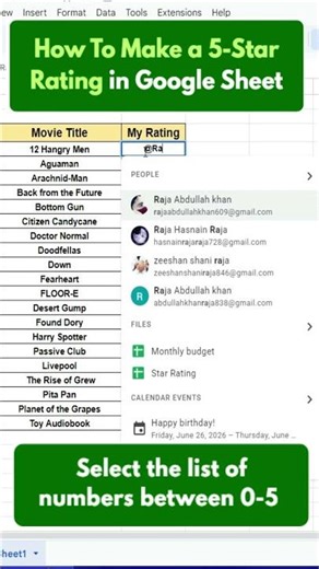 💥💢How to make a 5-star Rating Chart in GSheets‼️💢💥