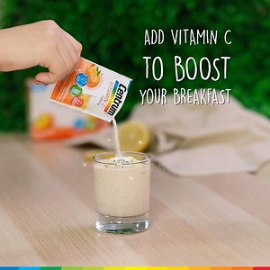 Blend away your morning stresses, and fuel your day ahead with a glass of tangy peach smoothie! 🍑 And for the extra boost? Add a sachet of Centrum Vitamin C to support your immunity naturally. | Centrum
