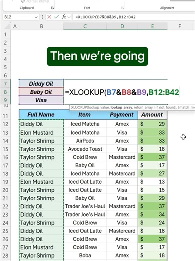 How to use Xlookup with three different criteria! #excel #spreadsheet #corporate
