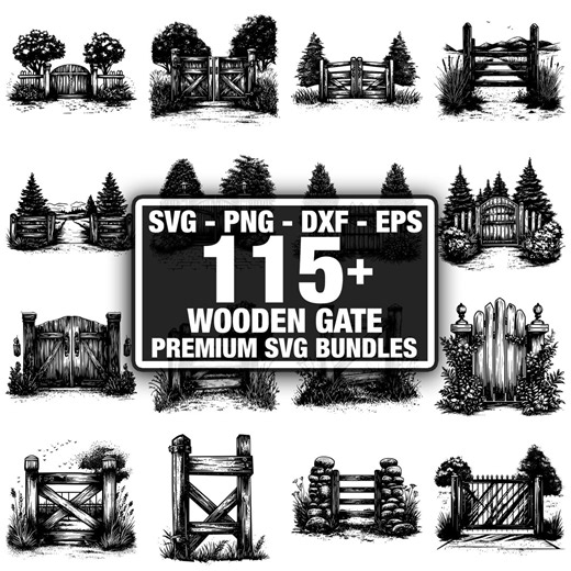 110  Wooden Gate Bundle, Rustic Farm Gate Designs, Instant Download Png, Dxf, Eps, Svg - Etsy