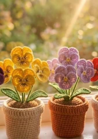 Pansy Flower Pot Crochet Pattern PDF | Potted Floral Home Decor | Spring Desk Plant | Instant Download - Etsy