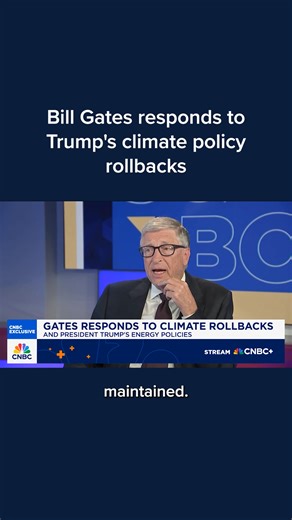 Microsoft co-founder Bill Gates told CNBC on Tuesday that his new position on climate change is not a response to the current political environment. Gates said he landed on his new "middle position" that climate is important but should be considered in the context of overall human welfare not because it is a popular stance, but because it is "intellectually" the "right answer." Read more: cnb.cx/3JAebeZ | CNBC