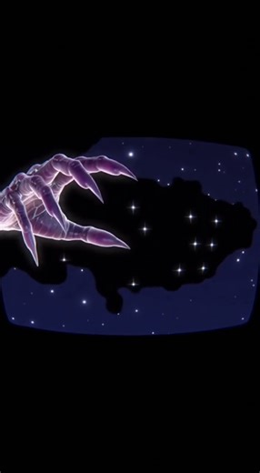A giant alien hand appears, grabbing the stars and pulling them into a portal analog horror