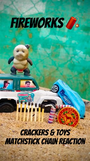 Crackers & Toys Matchstick Chain Reaction | #shorts #experiment #fireworks