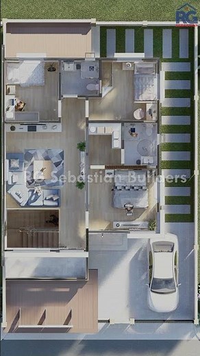 4-bedroom two storey house design with store (floor plan) #construction #architecture