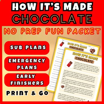 Middle School Chocolate Production No Prep Sub Plan Reading Comprehension