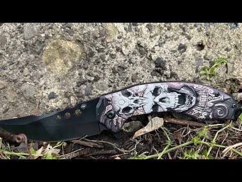 Handcrafted spring assisted knife with 3d printed skull design #pocketknifes #blade #outdoors