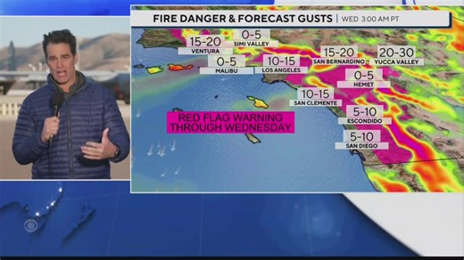 152K views · 1.6K reactions | Wind gusts are expected to increase in the Los Angeles area in the next 24 hours as firefighters continue to battle the deadly wildfires. Meteorologist Rob Marciano has the latest forecast. https://cbsn.ws/3DSU8oZ | CBS Evening News | Facebook