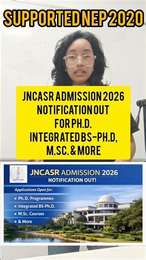 JNCASR Admission 2026 🔥 PhD, BS-PhD & MSc Notification Out | NEP 2020