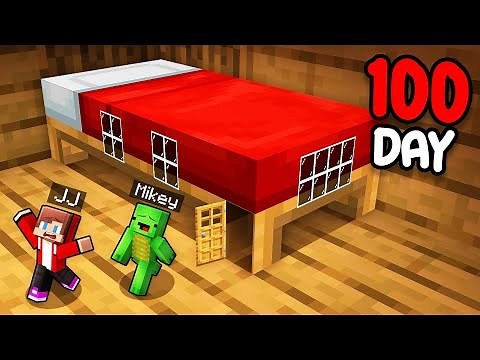 Mikey and JJ Survive 100 Days inside Bed in Minecraft (Maizen)
