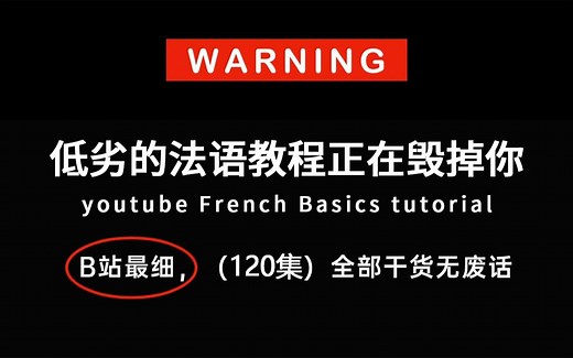 【120集】油管法语外教的0基础课程，全程干货无废话实用性强，不间断更新！每天一节课，老师带你轻松提升法语水平！（附赠学习教材）