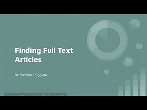 Finding Full Text Articles
