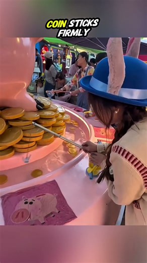 Girl finds secret hack in coin fishing game 😯