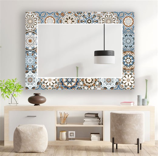 Colorful Mosaic Glass Wall Mirror: Large Geometric Statement Piece - Etsy