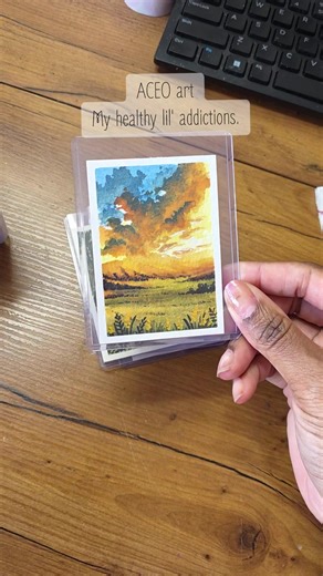 Is there such a thing as healthy addictions? activities that you compulsively do to feel better... for me its art. it soothes my heart and quiets the gremlins in my head. Art available in my Etsy shop, Loveable Lynzi. link in bio. #aceo #artistsoftiktok