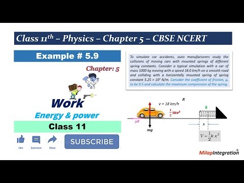 Ex 5.9 SOLVED | Car-Spring with FRICTION | Energy + Work-Energy Theorem