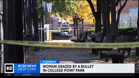 Woman grazed by bullet in Queens park