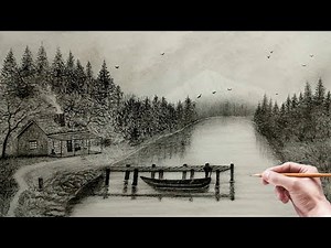 How to draw a realistic River | Drawing a river with pencil and charcoal powder