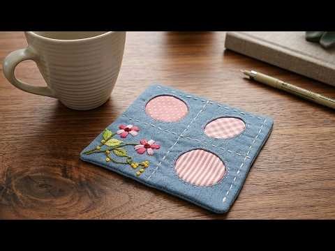 Easy Embroidered Mug Mat Tutorial | Cute Handmade Coaster Idea