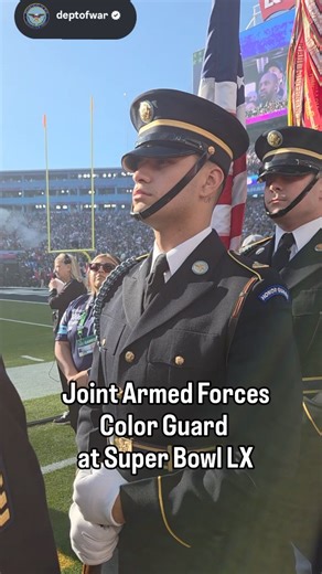 Military District Washington on Instagram: "View from the sidelines just before our team, the Joint Armed Forces Color Guard, took to the field at Super Bowl LX to honor our nation. #SuperBowlLX"