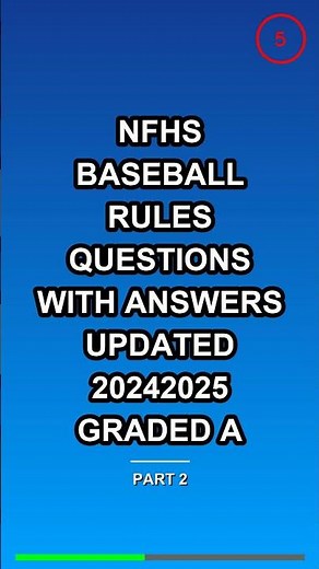 NFHS BASEBALL RULES QUESTIONS WITH ANSWERS UPDATED