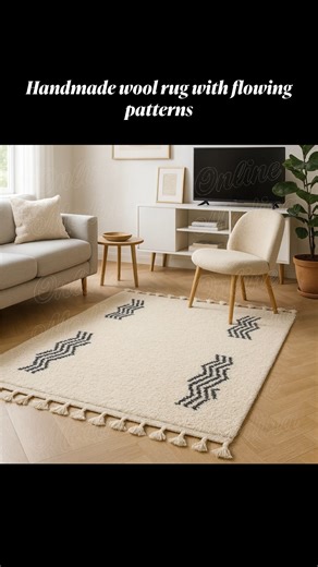 HANDMADE WOOL RUG WITH FLOWING PATTERNS