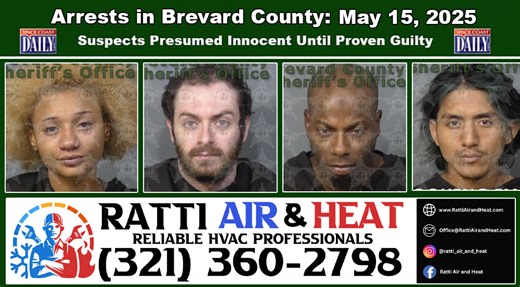 Arrests In Brevard County: May 16, 2025 – Suspects Presumed Innocent Until Proven Guilty - Space Coast Daily