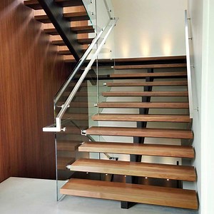 [Hot Item] Modern Style Single Stringer Solid Wood Open Riser Stairs Staircase