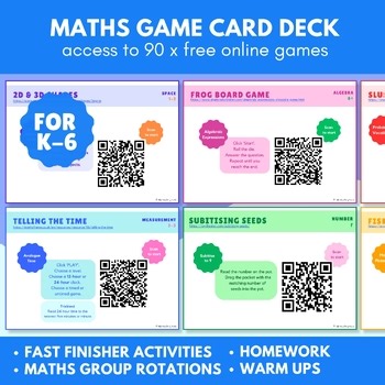 90 x Free Online Maths Games – Game Card Pack (K–6)