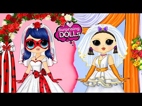 Ladybug Wedding vs Squid Game Doll Wedding Dress - DIY Paper Dolls & Room Design