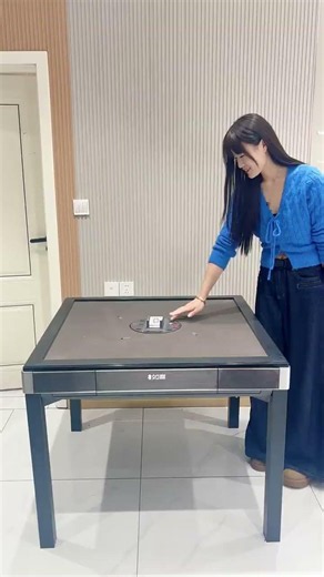 electric automatic shuffling and dealing mahjong table, featuring a blue finish