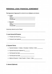 Personal Loan and Financial Agreement Template | Editable DOC & PDF - Etsy UK