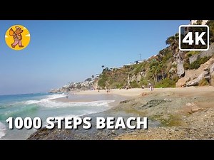 4K 1000 Steps Beach in Laguna Beach Walking Tour | Orange County 🔊 Binaural Sound
