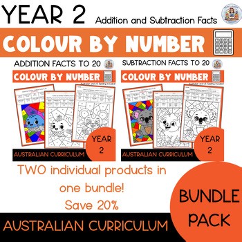 2nd Grade Color by Number Math Bundle – Addition & Subtraction Facts to 20