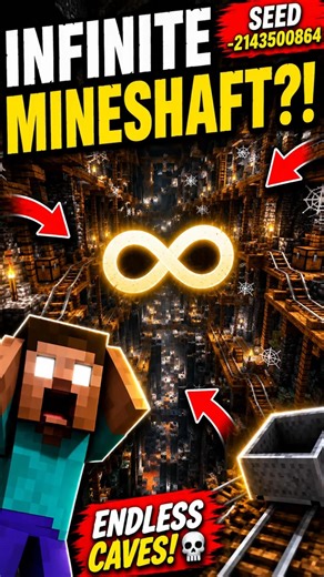 Infinite Mine‑Shaft Seed Revealed!#shorts #minecraft #youtubeshorts #viral