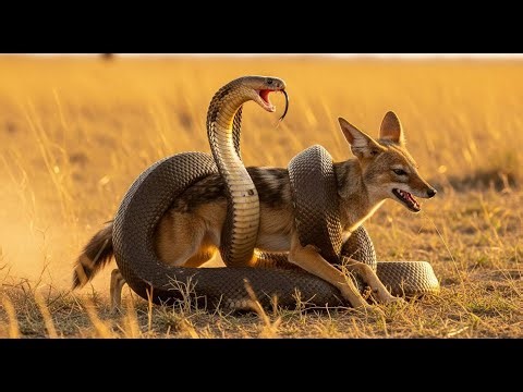 A Cobra’s Deadly Grip Jackal’s Last Struggle in the Savanna | Wildlife Showdown
