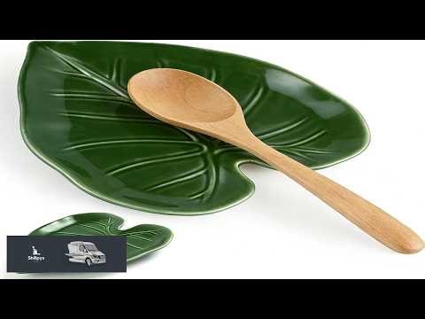 Cute Leaf Ceramic Spoon Rest Keeps Counters Clean for Stove Top