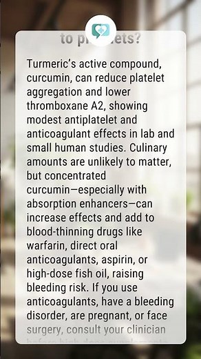 What does turmeric do to platelets?