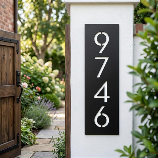 Custom Vertical House Numbers Sign, Metal Address Plaque for Outdoor Use, Personalized Home Identification, Modern House Number Sign - Etsy