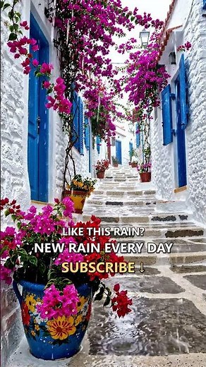 Rain on a Greek Island Alley | Rain Sounds for Sleeping | 11-Hour Version on Our Channel