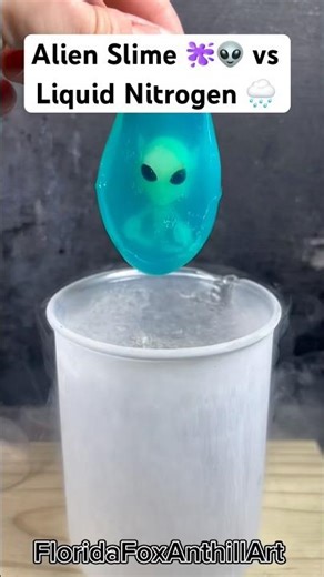 Alien Slime 🫟👽 vs Liquid Nitrogen 🌧️ #science #satisfying #experiment #asmr #LiquidNitrogen